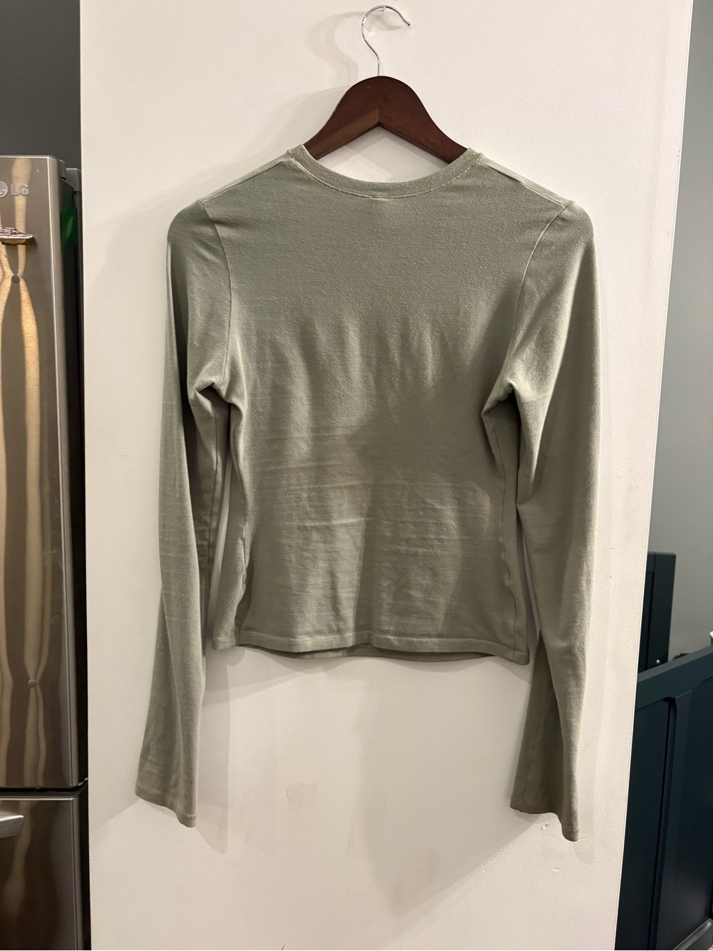 Skims Sage green cotton jersey long Sleeve Crewneck Top - Picture 2 of 7